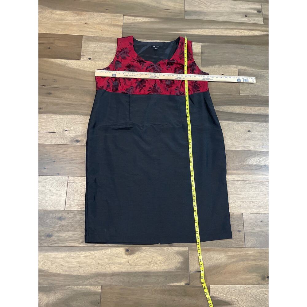 Le Bos Suit Set Size 24W Red Black Floral Blazer and Dress Matte Satin Lined - Picture 5 of 13